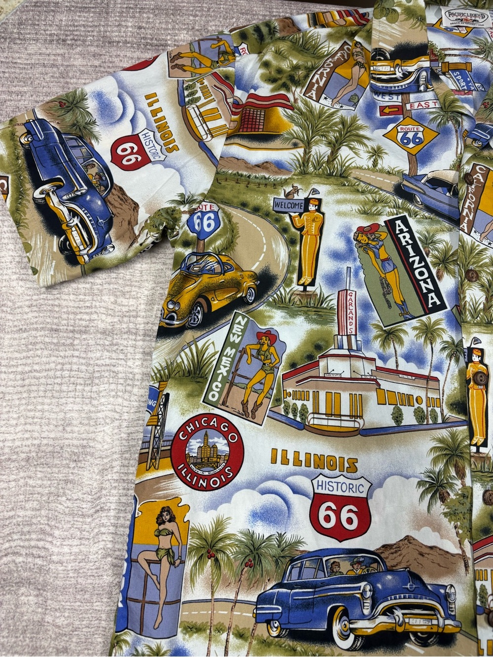 Pacific Legend Men’s L Made in Hawaii Shirt Route 66 Fun Print Cotton - Picture 6 of 8